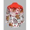 Chemise de Noël pour homme, imprimé bonhomme en pain d'épice et sapin, à boutons - Rouge 4XL