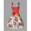 Robe de Noël mini en fausse fourrure avec imprimé bonhomme en pain d'épice et sapin. - Rouge L | US 8-10