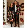 Holiday Couple Outfit Christmas Elements Print Belt Dress and Shirt Set - Noir S | US 4