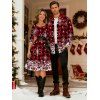 Christmas Snowflake Plaid Print Belted Long Sleeve Dress And Button Up Long Sleeve Shirt Outfit - Rouge foncé S | US 4