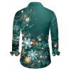 Chemise homme à manches longues, col rabattu, imprimé flocons de neige lumineux, style décontracté, à boutons, idéale pour Noël. - Vert 5XL