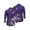 Christmas Snowflake Light Point Print Mini Dress and Turn Down Collar Casual Button-up Shirt Outfit - Pourpre S | US 4