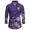 Christmas Snowflake Light Point Print Mini Dress and Turn Down Collar Casual Button-up Shirt Outfit - Pourpre S | US 4