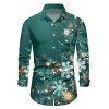 Christmas Snowflake Light Point Print Mini Dress and Turn Down Collar Casual Button-up Shirt Outfit - Vert S | US 4