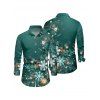 Christmas Snowflake Light Point Print Mini Dress and Turn Down Collar Casual Button-up Shirt Outfit - Vert S | US 4