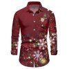 Christmas Snowflake Light Point Print Mini Dress and Turn Down Collar Casual Button-up Shirt Outfit - Rouge Vineux S | US 4