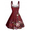 Christmas Snowflake Light Point Print Mini Dress and Turn Down Collar Casual Button-up Shirt Outfit - Rouge Vineux S | US 4