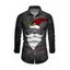 Chemise homme à manches longues avec imprimé Père Noël et bonnet de Noël - Noir 5XL