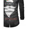 Chemise homme à manches longues avec imprimé Père Noël et bonnet de Noël - Noir 5XL