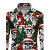 Chemise de Noël pour homme, manches longues, imprimé sapin et têtes de mort - Vert profond 5XL