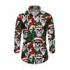 Chemise de Noël pour homme, manches longues, imprimé sapin et têtes de mort - Vert profond 5XL