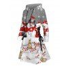 Robe sweat à capuche de Noël, imprimé bonhomme de neige, flocon de neige et lapin, à lacets - Gris Clair XXXXXL | US 20