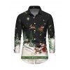 Chemise homme à manches longues avec imprimé sapin de Noël, élan et Père Noël - Noir 5XL