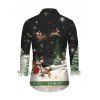 Chemise homme à manches longues avec imprimé sapin de Noël, élan et Père Noël - Noir 5XL