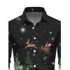 Chemise homme à manches longues avec imprimé sapin de Noël, élan et Père Noël - Noir 5XL
