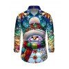 Chemise de Noël pour homme, imprimé bonhomme de neige et flocons de neige, manches longues colorées - multicolor A 5XL