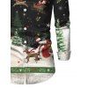 Chemise homme à manches longues avec imprimé sapin de Noël, élan et Père Noël - Noir 5XL