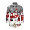 Chemise de Noël pour homme à manches longues avec imprimé bonhomme de neige, flocon de neige et lapin - Gris Clair 5XL