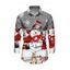 Chemise de Noël pour homme à manches longues avec imprimé bonhomme de neige, flocon de neige et lapin - Gris Clair 5XL