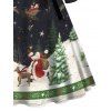 Robe de fête imprimée sapin de Noël, renne et Père Noël, avec ceinture croisée - Noir XXXXXL | US 20