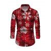 Chemise de Noël pour homme, manches longues, imprimé à carreaux et flocons de neige - Rouge Vineux 5XL