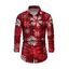 Chemise de Noël pour homme, manches longues, imprimé à carreaux et flocons de neige - Rouge Vineux 5XL