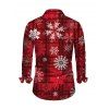 Chemise de Noël pour homme, manches longues, imprimé à carreaux et flocons de neige - Rouge Vineux 5XL