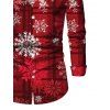 Chemise de Noël pour homme, manches longues, imprimé à carreaux et flocons de neige - Rouge Vineux 5XL