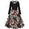 Robe de fête à imprimé sapin de Noël et têtes de mort, ceinture croisée - Noir XXXXXL | US 20