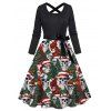 Holiday Couple Outfit Christmas Tree Skulls Print Belt Dress and Shirt Set - Noir S | US 4