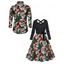 Holiday Couple Outfit Christmas Tree Skulls Print Belt Dress and Shirt Set - Noir S | US 4