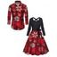 Christmas Couple Outfit Snowflake Plaid Print Belt Dress and Shirt Set - Rouge Vineux S | US 4