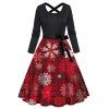Christmas Couple Outfit Snowflake Plaid Print Belt Dress and Shirt Set - Rouge Vineux S | US 4