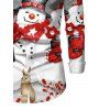 Christmas Couple Outfit Snowflake Snowman Print Belt Dress and Shirt Set - Noir S | US 4