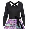 Robe de Noël Père Noël imprimée en 3D avec ceinture croisée - Noir XXXXXL | US 20