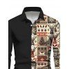 Chemise de Noël pour homme à manches longues imprimée avec des élans, des flocons de neige et un sapin. - Noir 5XL