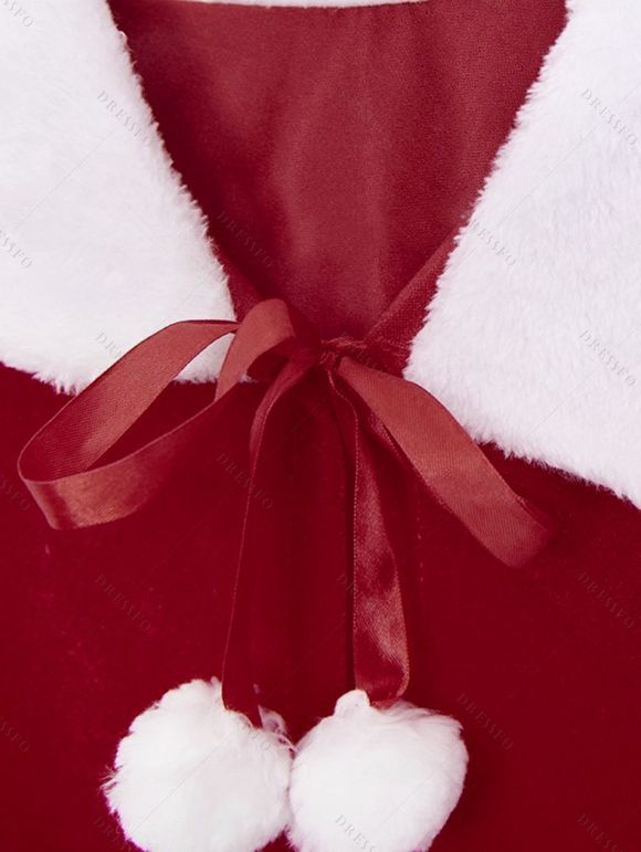 Châle de Noël Panneau Frangé en Blocs de Couleurs en Velours - Rouge 