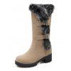 Colorblock Faux Fur Buckle Strap Snow Boots - café lumière EU 43