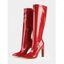 Solid Color Stone Pattern Pointed Toe High Heels Knee-length Boots - Noir EU 41
