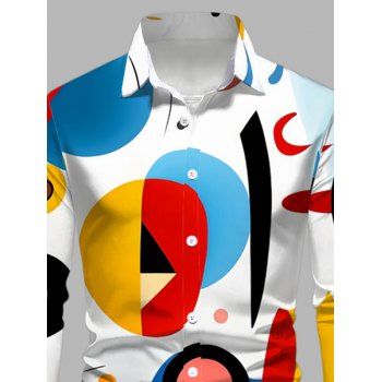 Men's Long Sleeve Shirt Colored Geometric Printed Shirt