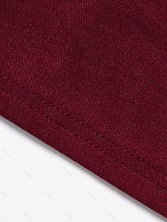 Robe gothique unie à œillets, lacets et bretelles à boucle, mini-robe - Rouge foncé M | US 6