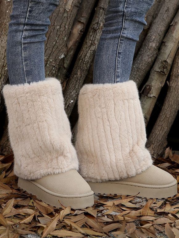 Slip-On Winter Boots for Women Plush Lined Ankle Snow Boots - Brun EU 35