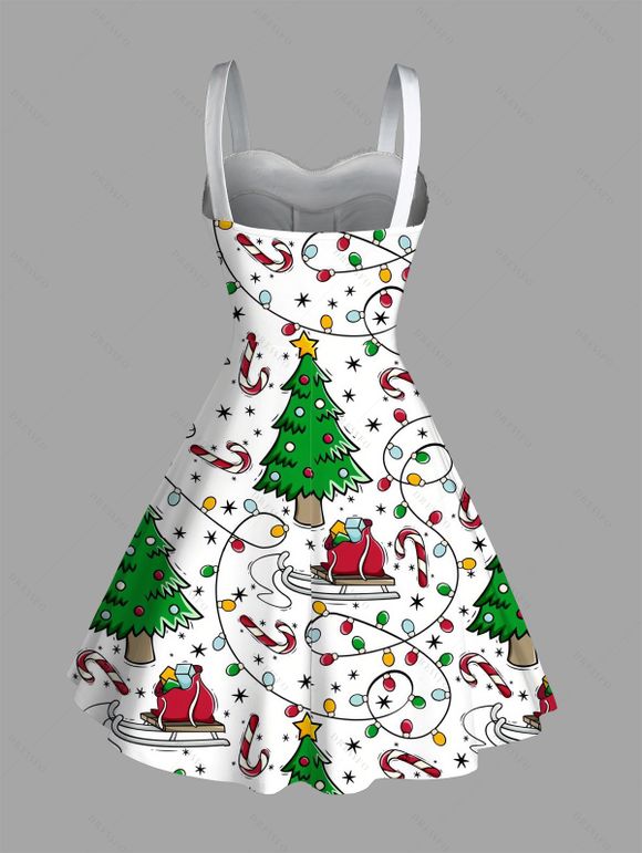 Robe en fausse fourrure avec guirlandes d'éclairs et imprimé flocons de neige - Blanc XXXXXL | US 20