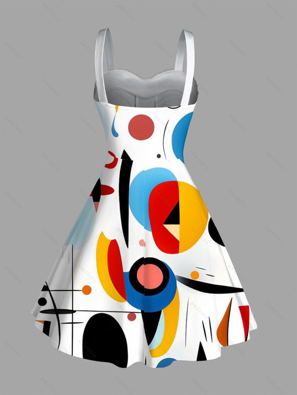 Winter Couple Outfit Colored Geometric Printed Shirt Faux Fur Dress and Shirt Set - multicolor S | US 4