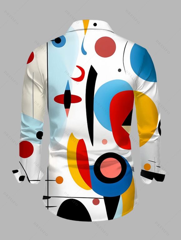 Winter Couple Outfit Colored Geometric Printed Shirt Faux Fur Dress and Shirt Set - multicolor S | US 4
