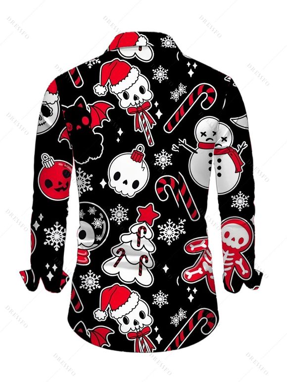 Couple Outfit Ghost Christmas Tree Snowflake Print Belt Dress and Shirt Set - Noir S | US 4