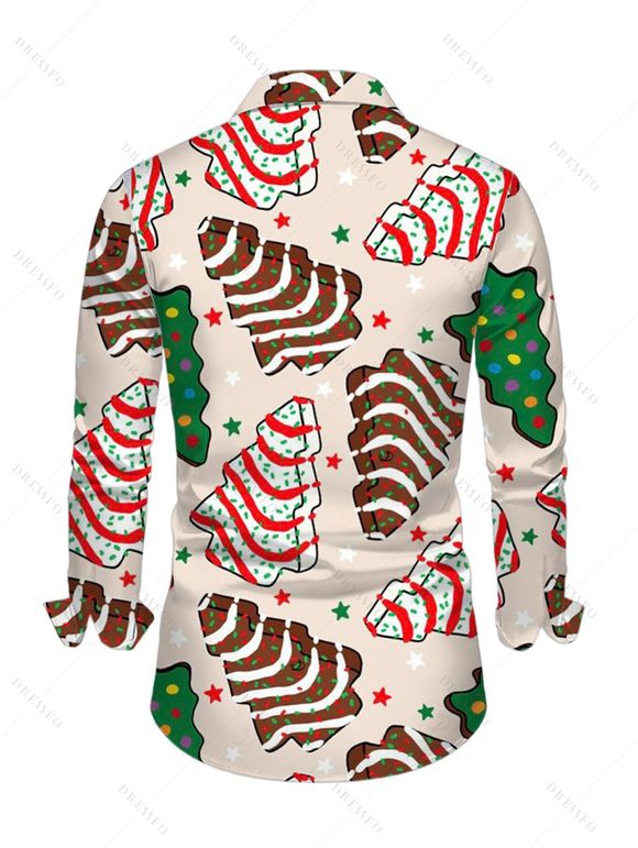 Couple Outfit Colored Christmas Tree Star Print Faux Fur Dress and Shirt Set - Abricot S | US 4