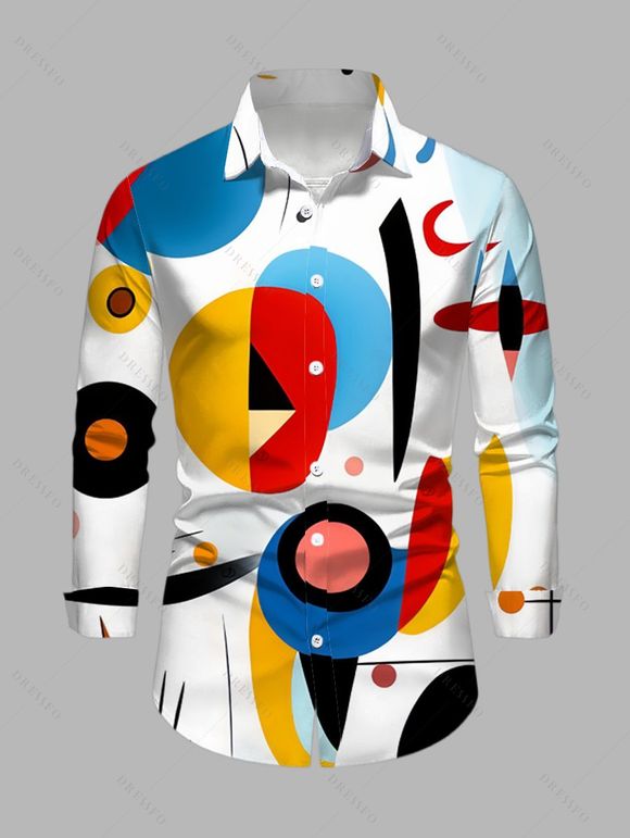 Chemise à manches longues pour homme, imprimée de motifs géométriques colorés - multicolor 5XL