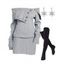 Winter Outfit Cable Knit Off the Shoulder Sweater Dress and Earrings Boots Set - Gris S | US 4
