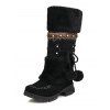 Winter Outfit Lace Up Grommet Solid Color Top Fleece-Lined Leggings and Boot Set - Vert Armée S | US 4